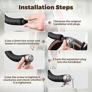 ROCKBROS Bike Bell Bar End Bell 100dB Copper for 0.87inch Left/Right | Loud Ring, Rustproof Copper Alloy, PP Plug + Hex Key