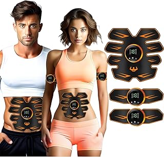 WUGEIN Interior y Exterior EMS Electroestimulador Muscular,USB Recargable para Hombres Mujeres,8 Modos Entrenamiento Abdominal Entrenador,Muscular para Bdomen/Brazo/Piernas/Glúteos