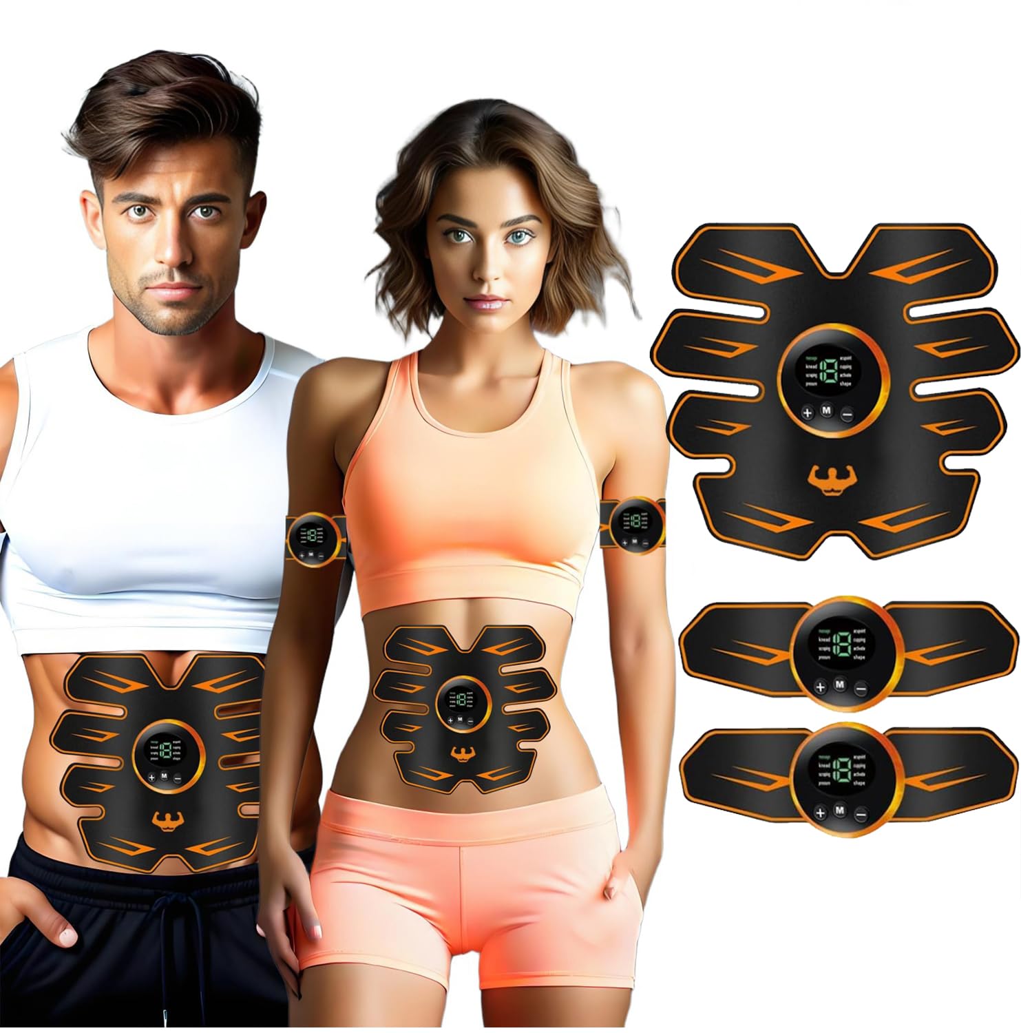 WUGEIN EMS Trainingsgerät LCD Bildschirm muskelstimulator,EMS Bauchmuskeltrainer,USB Wiederaufladbarer Tragbarer Muskel Trainer 6 Modi 19 Intensitäten Geeignet Damen & Herren