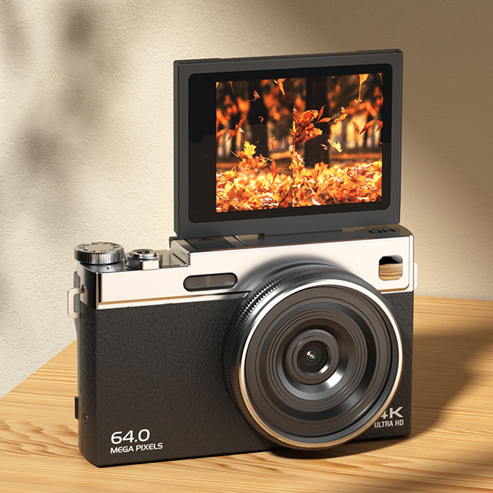 Alomejor Cámara Digital 4K para Fotografía, Pantalla Abatible de 2,8