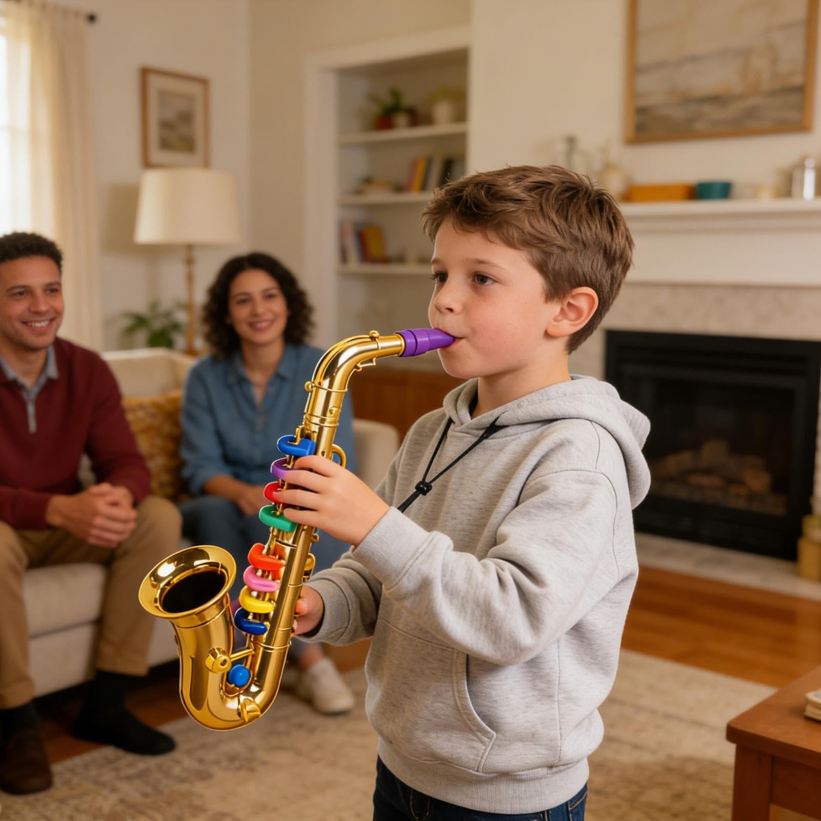 Kindersaxophon, Musikinstrument für Kinder, Spielzeug-Saxophon, für & Mädchen – Geburtstag, Feiertag, Schulaufführung, Bühnenauftritt, Rollenspiel, Talent-Show