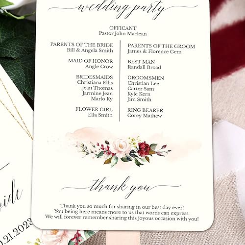 Miniatura 5 de DORIS HOME 50 lazos de cinta de color borgoña con perlas de 5 pulgadas de ancho x 7 pulgadas de alto, para fanáticos del programa de bodas