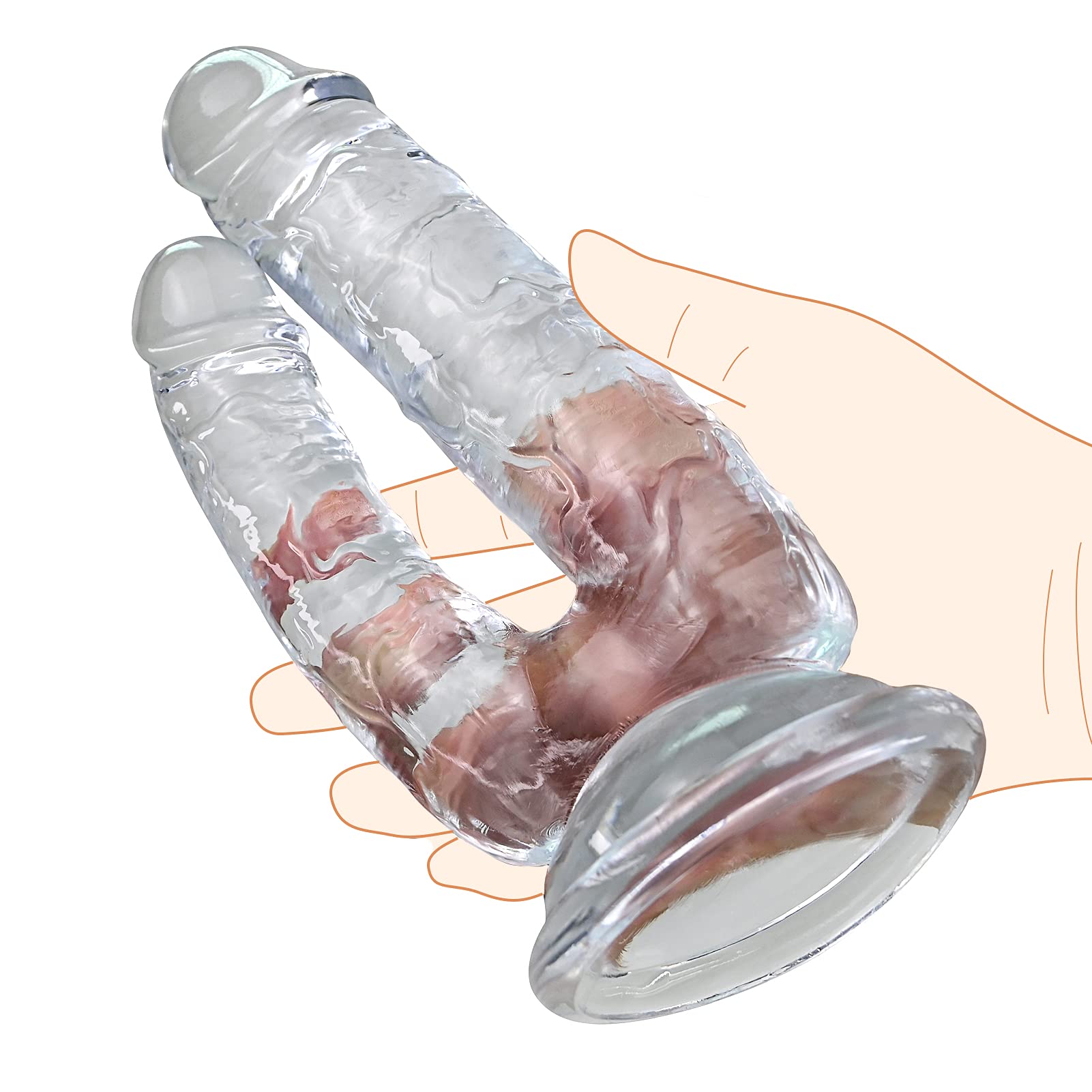 Doppia Testa Dildo Realistico Ano Vaginale Doppia Stimolazione Pene Trasparente Con Forte Ventosa Glande E Vene Texture Per Donne Uomini G-spot P-Spot Masturbazione Giocattolo Per Adulti