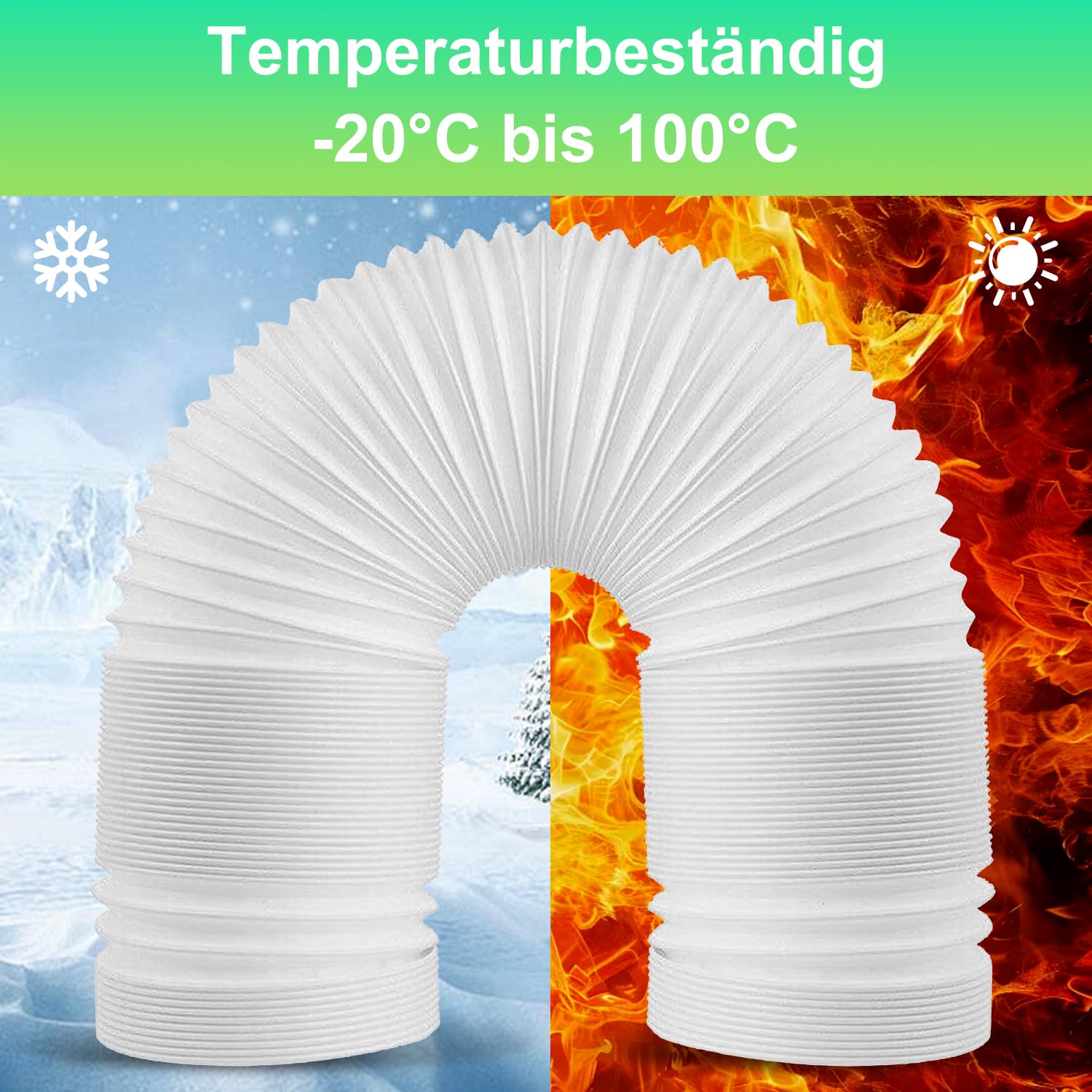 Abluftschlauch 150mm Abluftschläuche Klimagerät Klimaanlagen Klima Schlauch | Air Conditioner Hose Extension Conditioning Klimaanlage Verlängerung Länge 200cm Tragbarer Lüftungsschlauch(Weiß-2Mx150mm)