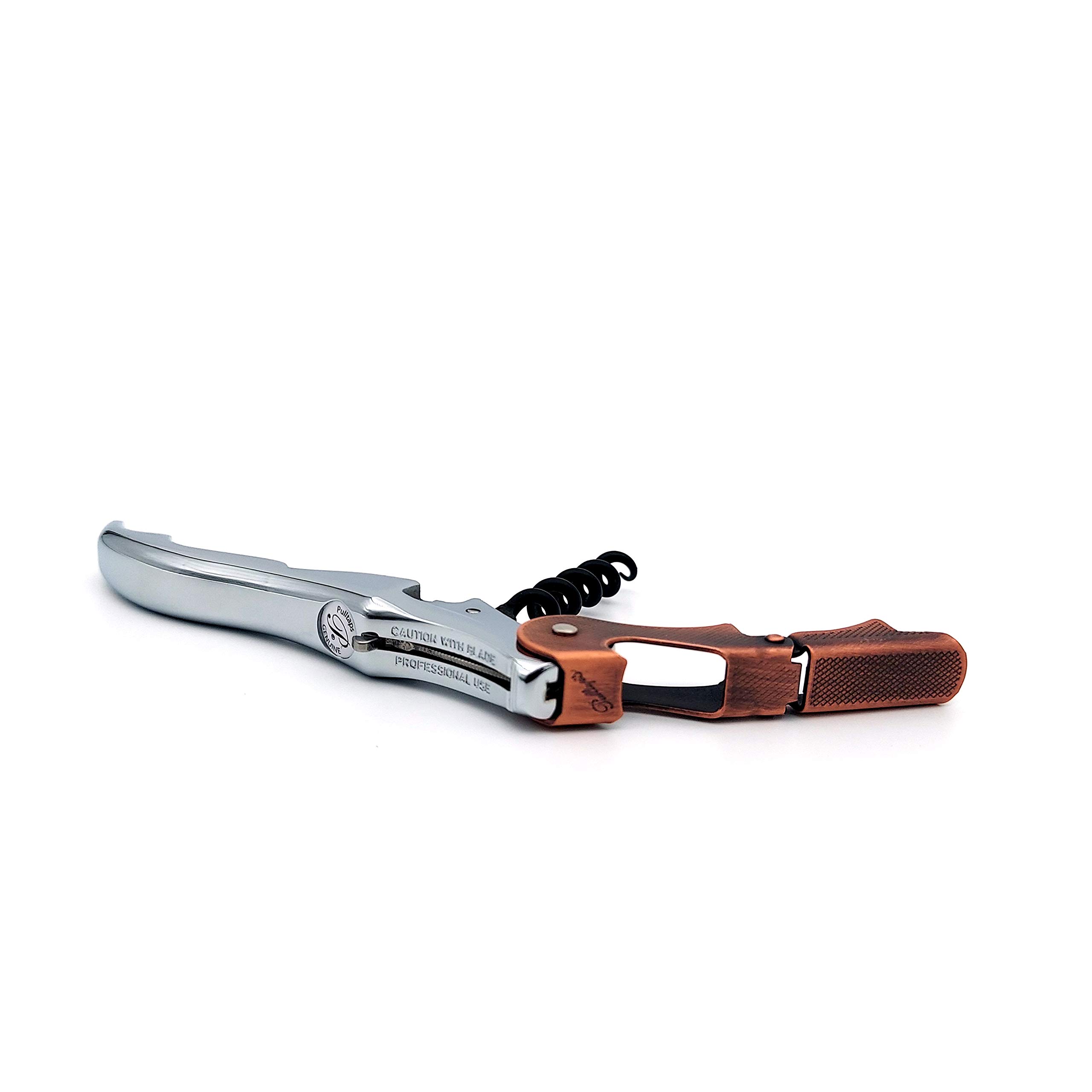 Pulltap's Sacacorchos de vino Slider Boss 150 de doble palanca para camareros (cromo-cobre)