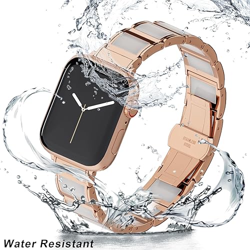 Miniatura 5 de Correa de metal compatible con Apple Watch de 1.496 in 1.575 in 1.614 in 1.654 in 1.732 in 1.772 in 1.929 in, pulsera de jade con incrustaciones de