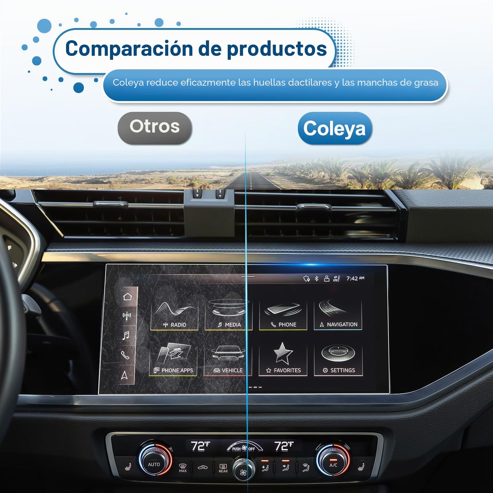 2 Piezas Protectores de Pantalla Compatible con Audi Q3 F3 2019-2024, Película Protectora de Pantalla de Vidrio Templado 9H Anti-raspado para Navegación y Salpicadero (8.8"+10.25")