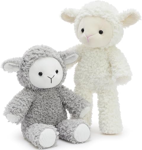 MorisMos 2 Pezzi Agnello Peluche Peluche Giocattolo, Regalo Pasqua,30cm Realistico Pecora Morbido Giocattolo, Cuddly Peluche Peluche Giocattolo, Animale Di Farcia Presente Per Ragazza Bambini