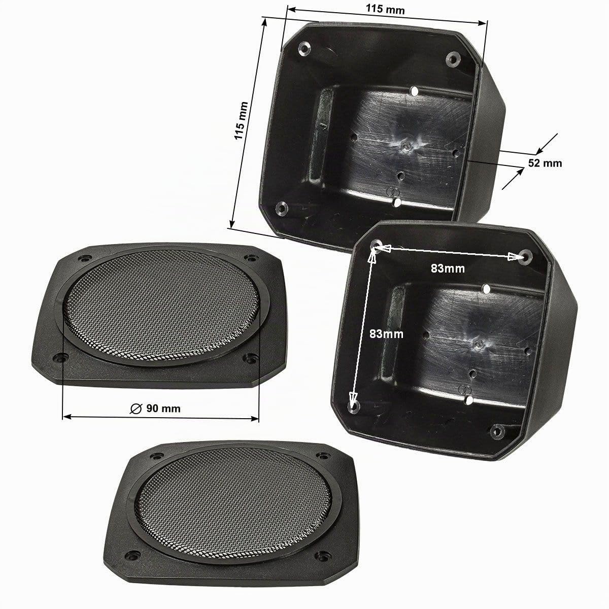tomzz Audio 2800-017 Boîtier pour Haut-Parleur DIN 100x100 mm, rétro, pour Voiture, Bateau, Camion et engins de Chantier