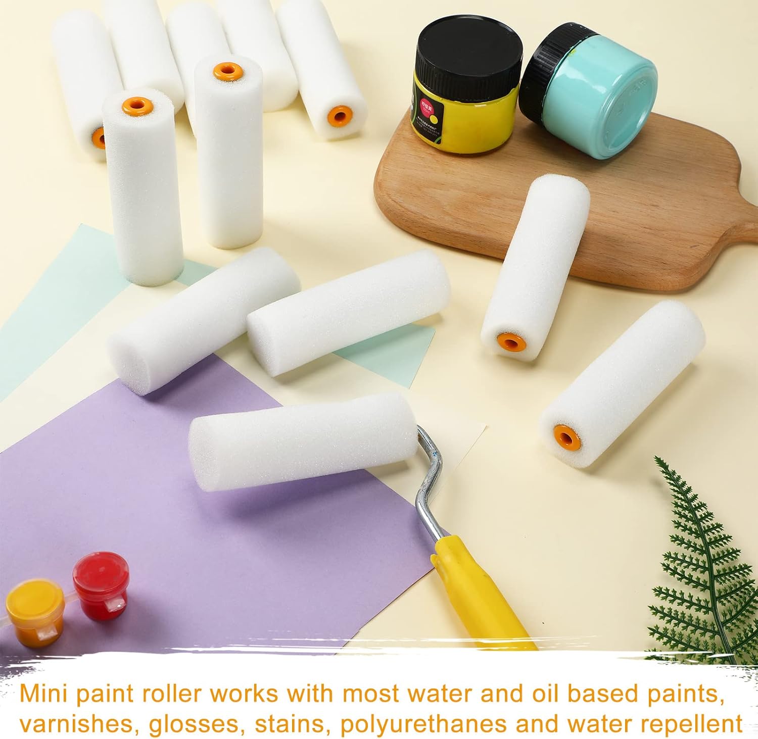 80 Pcs 4 Inch Mini Paint Roller Covers Small Foam Paint Roller Foam Roller Paint High Density Foam Roller Refills Brings Fine Smooth Finishes Flat Surfaces for Painting Cabinet Wall Cupboards Doors