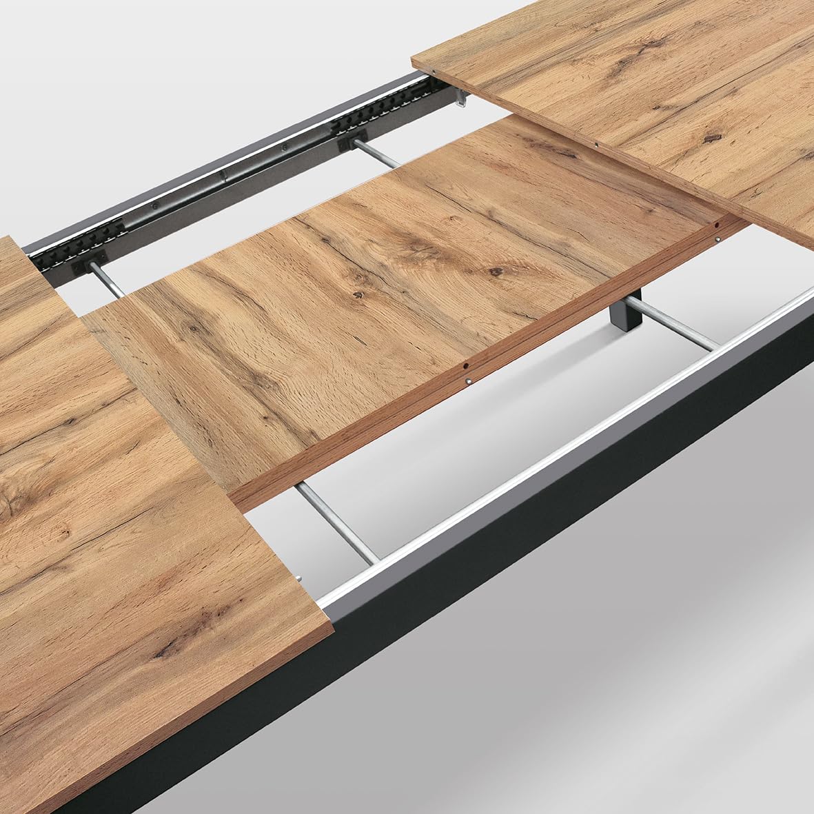 PAZZO DESIGN Tavolo allungabile Thomas, Rovere Rustico, Gambe Nere, Tavolo Cucina, Soggiorno, Made in Italy, 160x80 cm id_2380