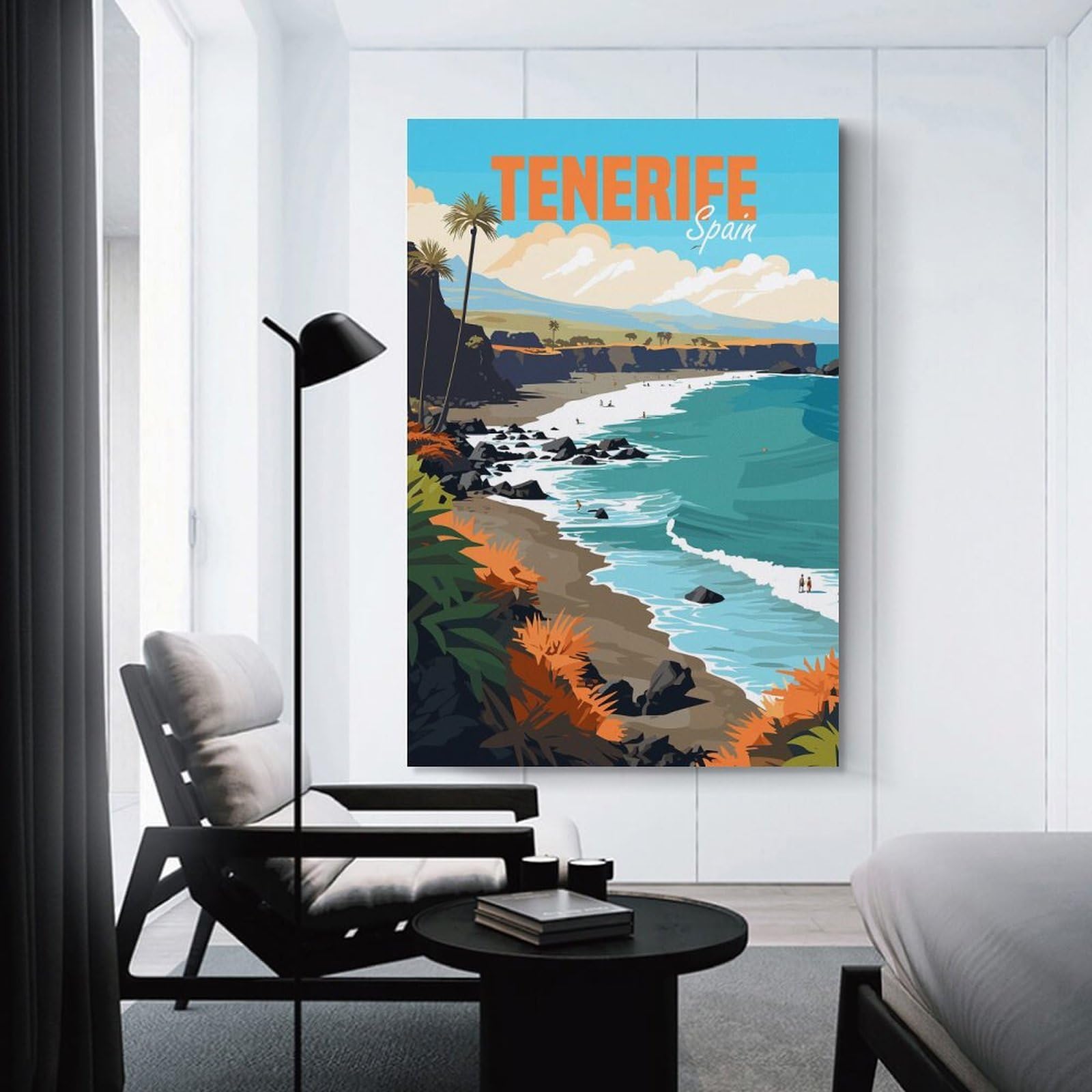 Junmoney Tenerife Spain Hanging Wall Art 24x36inch(60x90cm), for Feature Walls in Flats Or Modern Rooms, Home Wall Art for Statement Displays