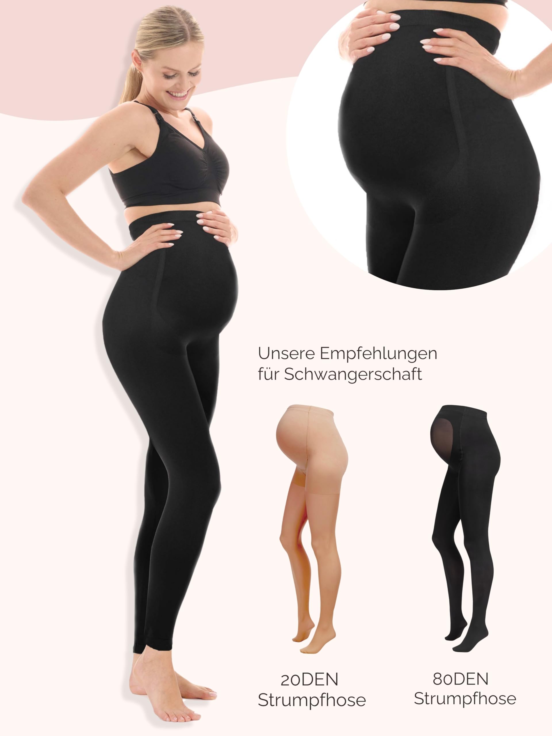 Herzmutter Umstandsleggings High Waist - OekoTex 100 - Stretch Leggings Schwangerschaft - Blickdicht - Umstandsmode Leggings - 1900
