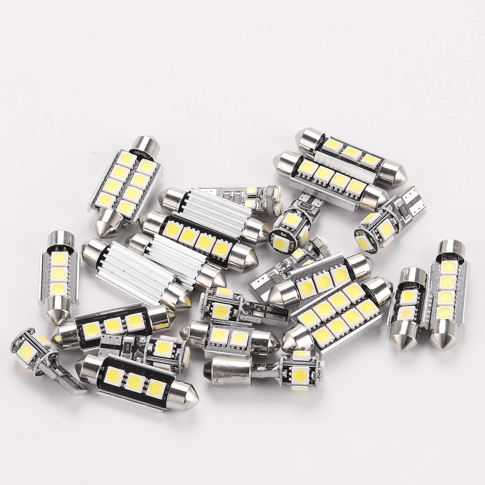 Kinstecks Kit 23 Ampoules LED Intérieur Voiture Canbus Sans Erreur – Festoon T10 BA9S 6000K Blanc Xenon – Porte + Coffre + Plaque