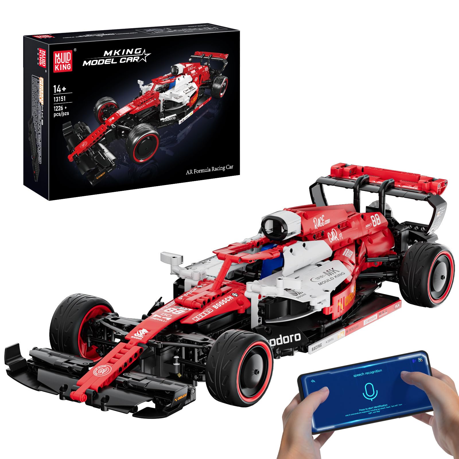Mould King 13151 Technik Ferngesteuert Formel 1 Rennwagen Bausteine Klemmbausteine Auto Supersportwagen Modellbausatz Sammlerstück Spielzeugauto Für Fans Erwachsene(1226 Teile)