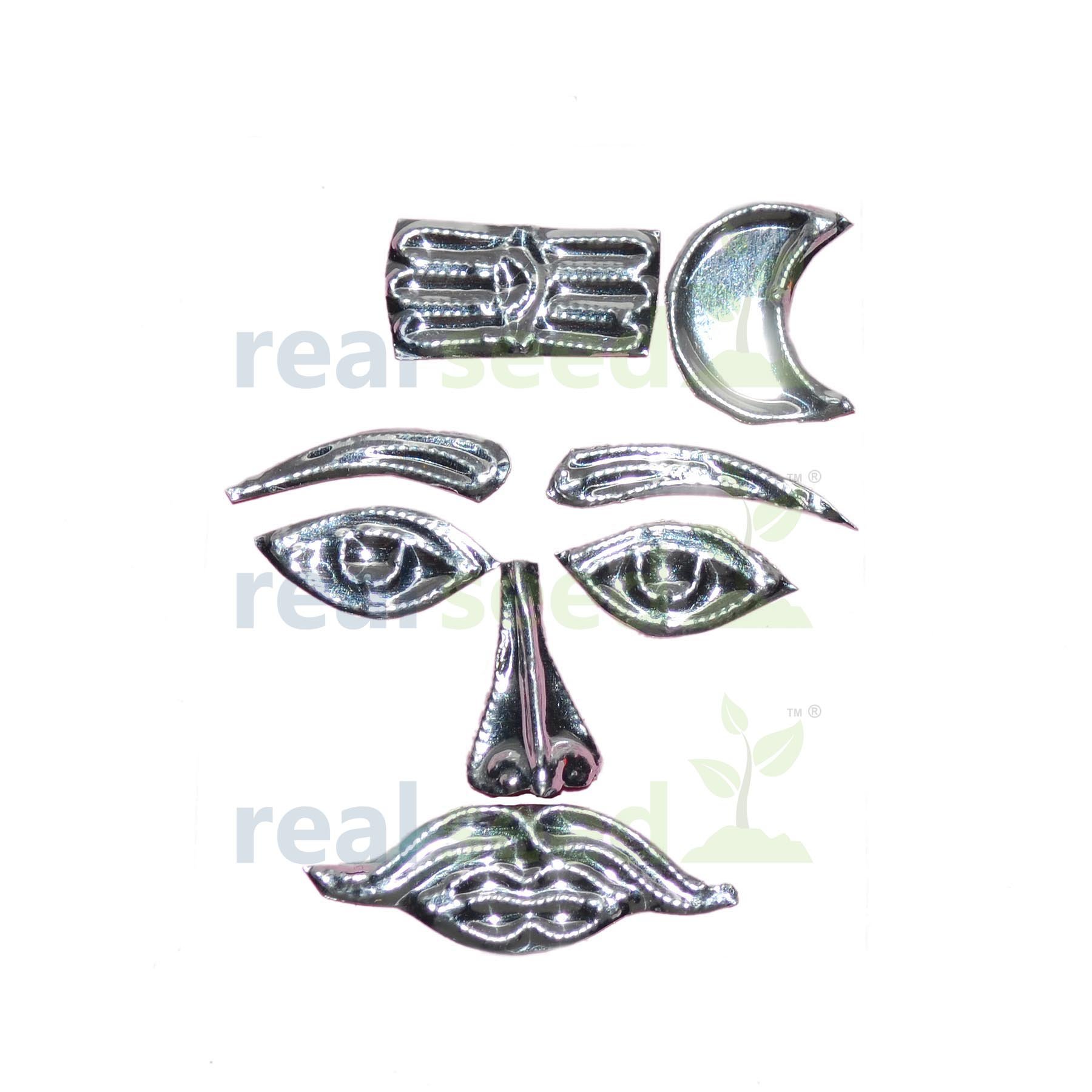 Real Seed Silver Shiv Shringar for 2-3 Inches Stone or Sphatik Shivling | Shringar Chart Size - 5.5 x 4.5 CM