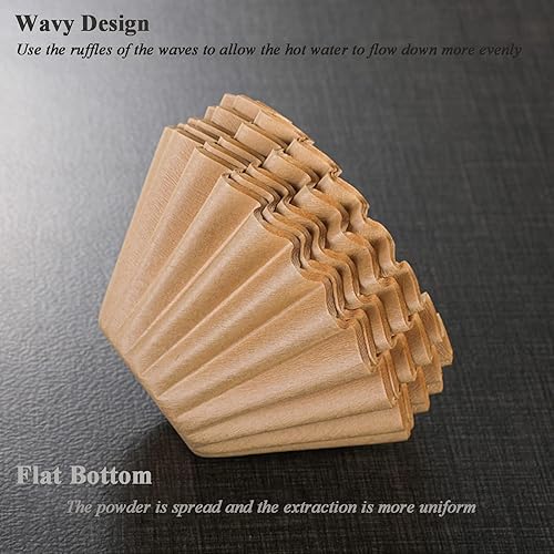 Miniatura 4 de MUCXNIIY Filtro de café V60, 100 unidades de 2 a 4 tazas, filtros de café desechables naturales sin blanquear, para verter sobre goteros, cafetera