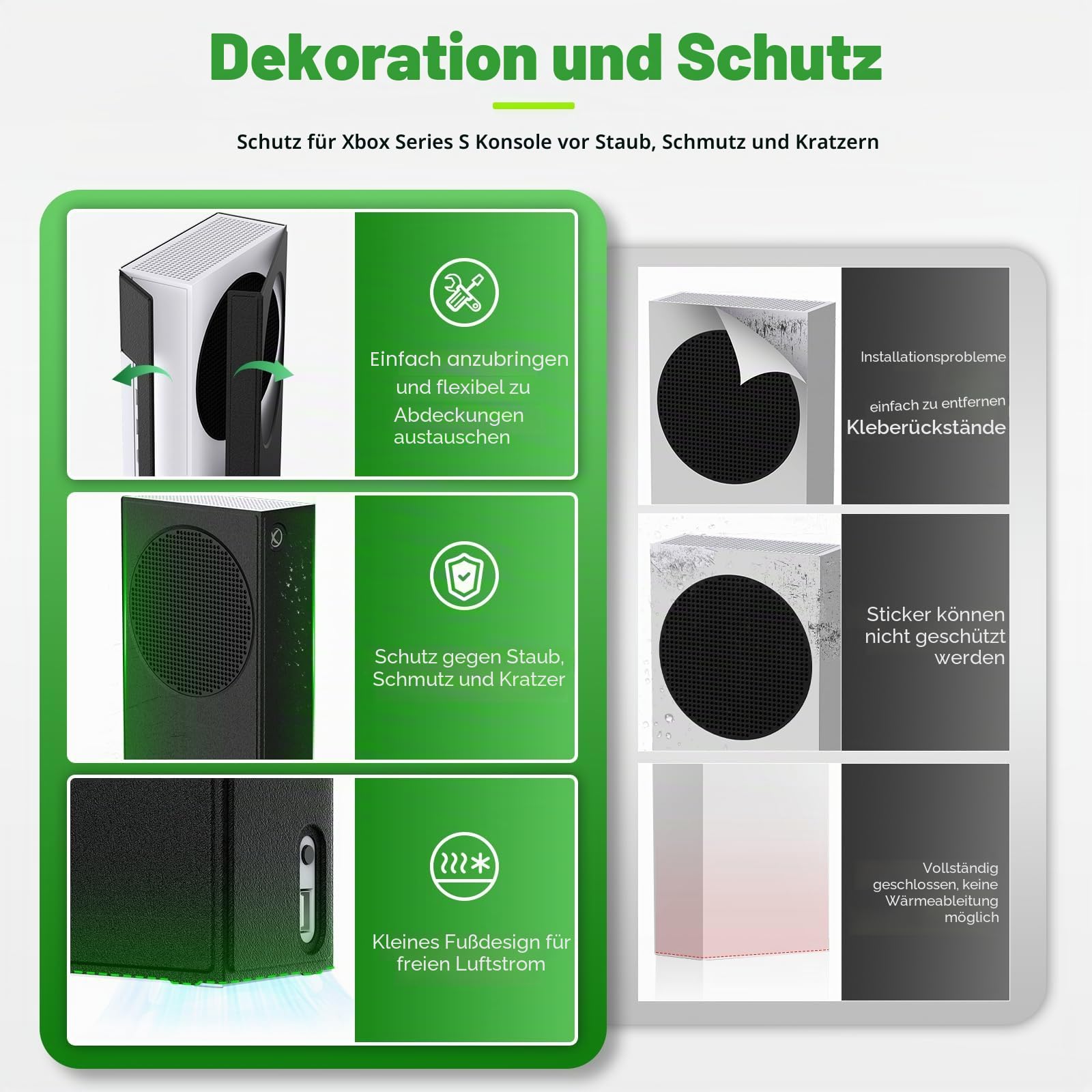 WOLIBEAR Magnetische Smart Wraps für Xbox Series S Konsole, Vollschutz Schutzhülle Case für Xbox Series S Zubehör mit Premium PU Leder und weichem Innenfutter - Schwarz