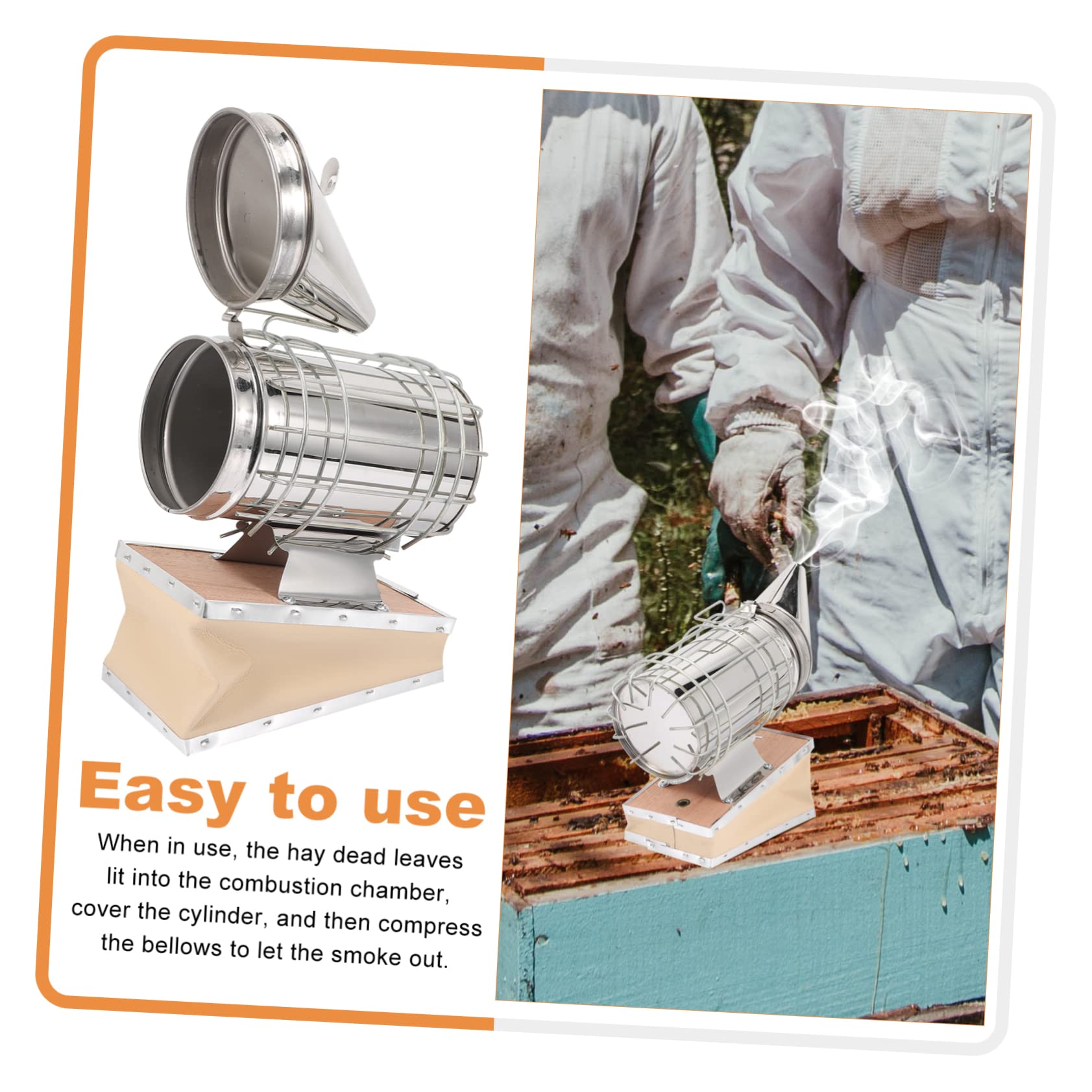 Fumigateur Pratique en Acier Inoxydable Argenté pour Apiculture Enfumoir à Abeilles pour Calmer et Disperser Lors Fusion des Colonies