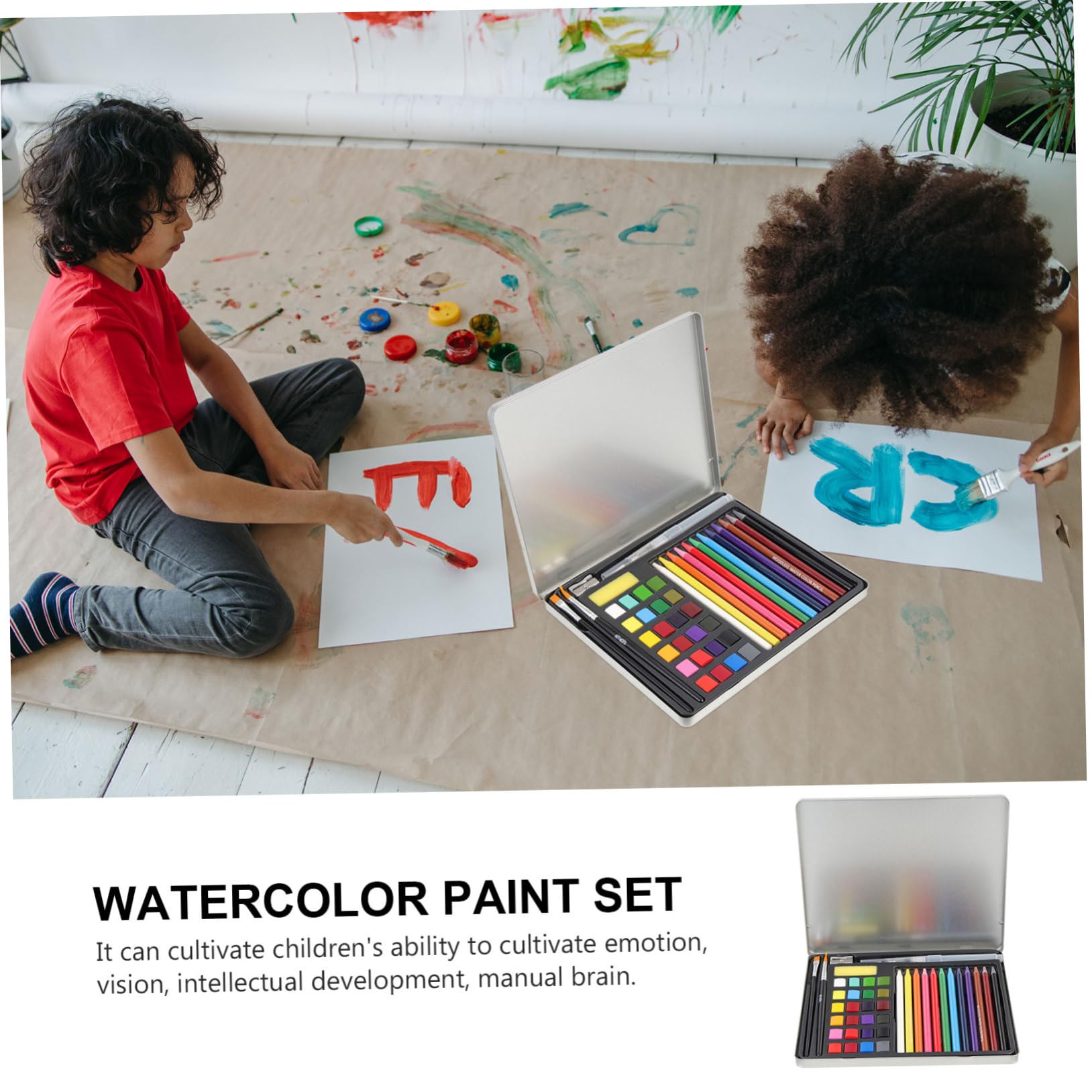 SEWOART Kit de Acuarela Sólido de 24 Colores para Estudiantes, Portátil y Ligero, para Pintura y Manualidades Diy,