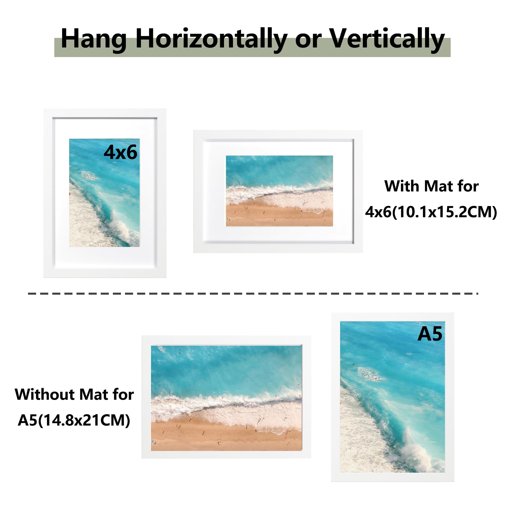 Scholar Tree A5 White Frame, 3 Pack A5 Picture Frame, White Picture Frames 21 X 14.8 cm, With Stand Tabletop or Wall Hanging - Image 3