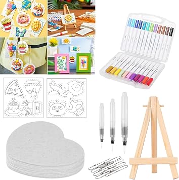 3D Magic Foam Painting, Magic 3D Foam Texture Painting Kit, Magics Puffy Paint, 3D Drawing Magics Canvas Sponge with 10 Foams Paint Paper and 12 Markers 10Pcs-Heart