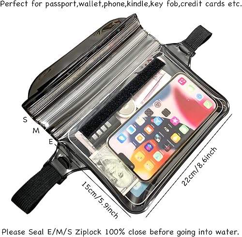 Miniatura 4 de Riñonera impermeable para cinturón seco para mantener tu llavero cartera Kindle teléfono seco, perfecto para natación, surf, esnórquel, Negro -,