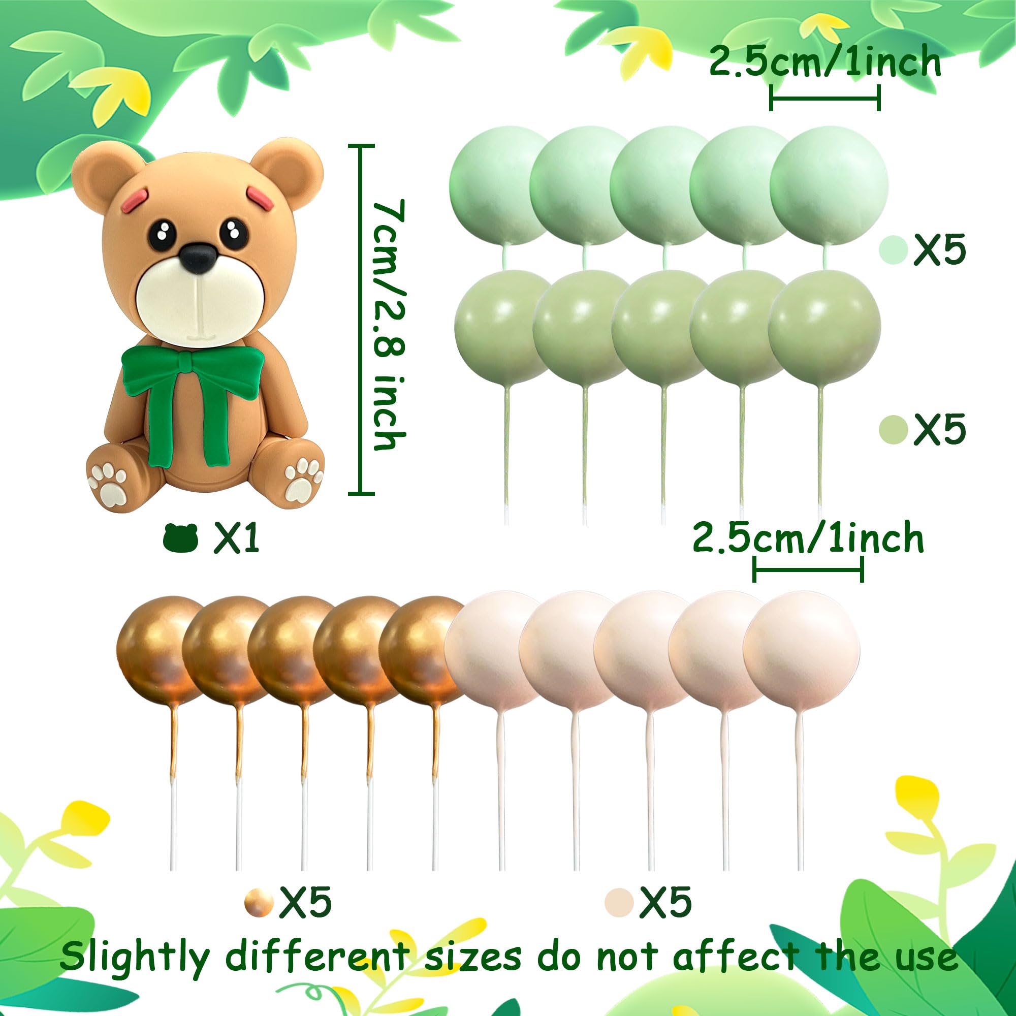 Snapklik.com : Sage Green Baby Shower Cake Decoration Bear Cake Topper ...