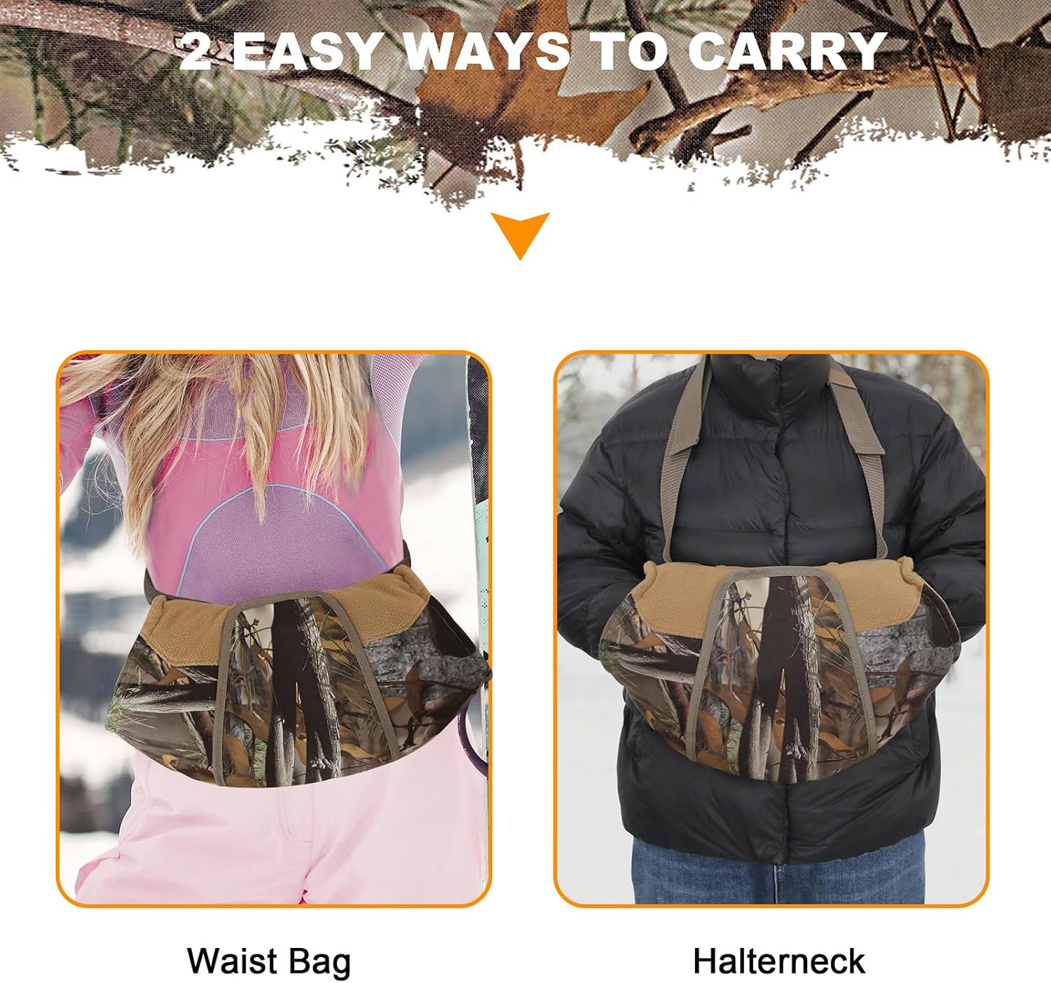 Camo Hand Warmer Pouch, Hand Warmer Muff for Hunting, Zipper Hand Warmers with Viewing Window Design, Hand Muff Hunting for Fishing Hiking Camping Ice Fishing