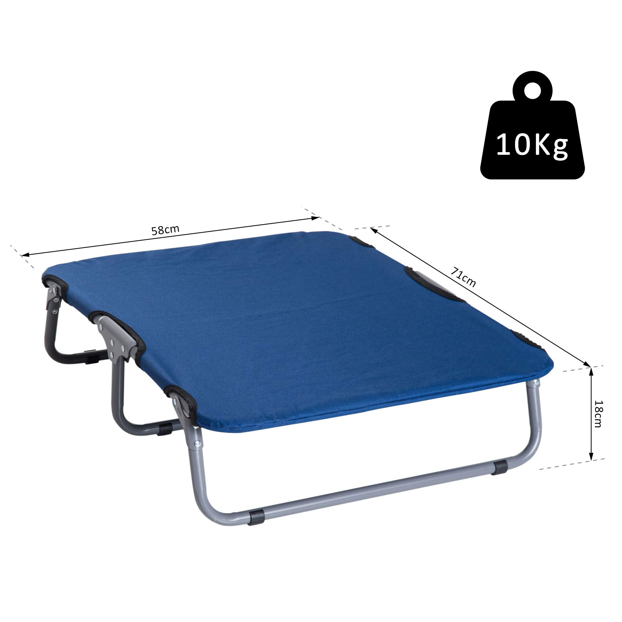 PawHut Cama de Mascota Elevada y Plegable Cama de Perro Gato Apto Interior Exterior Viaje Acero y Tela Oxford 71x58x18cm