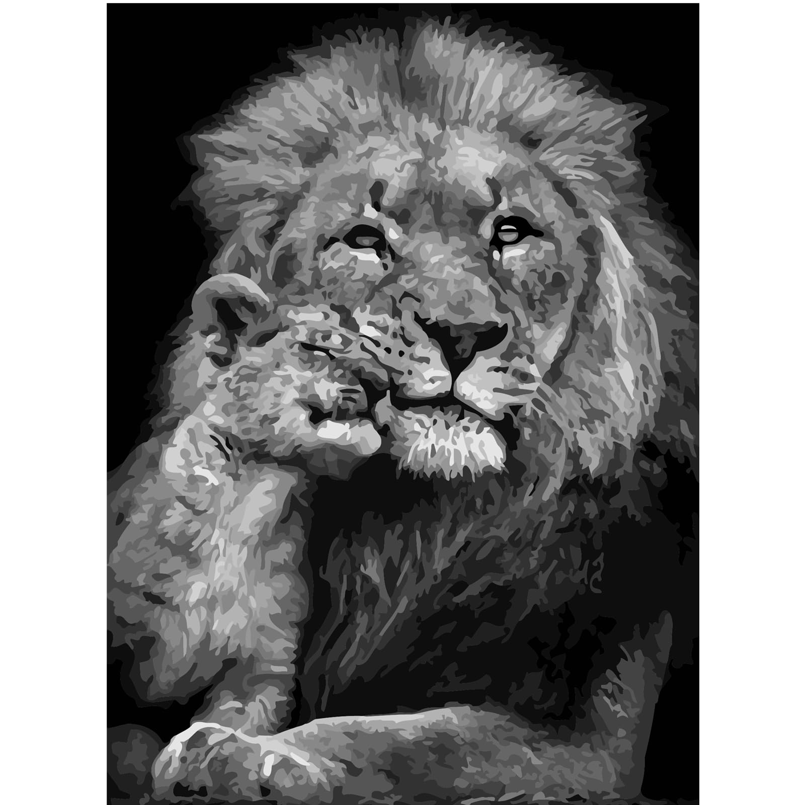 YXBOMG Lion Black and White # 5 DIY Paint by Numbers for Adults Beginner, Adult Paint by Number Kits 16" x 20" / 40 x 50cm, Drawing Paintwork Paintbrushes Craft
