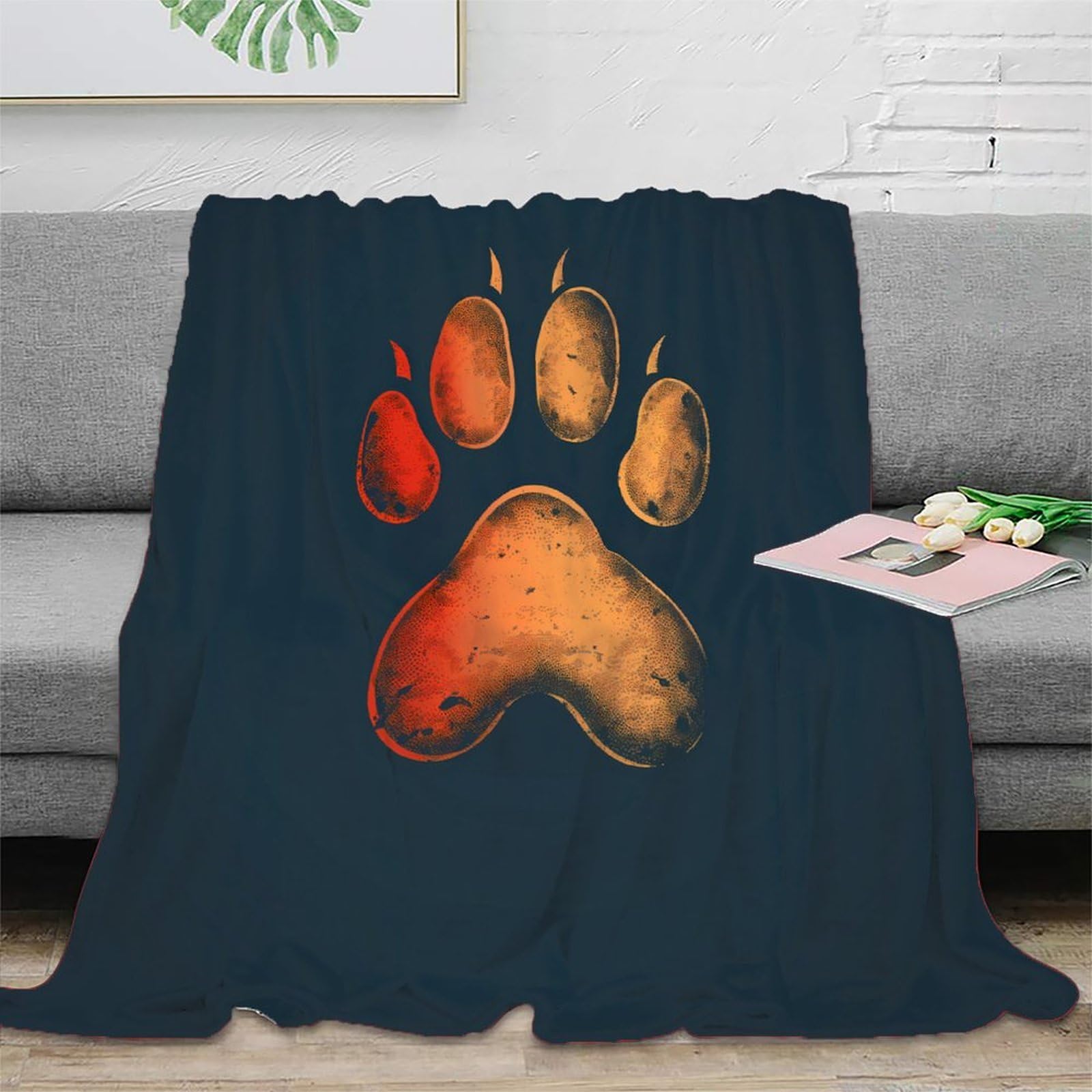 Couverture 3D imprimé pattes d'animaux plaid canapé microfibre 180x200cm
