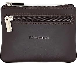 Men's 2-Zip Coin Purse with Key Ring | Ubrique Leather | Handmade in Leather | 10012 Brown