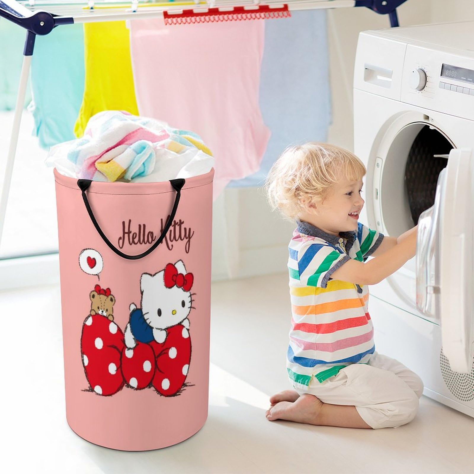 Amazon｜ハローキティ 洗濯物入れ ランドリーバスケット 洗濯かご 大