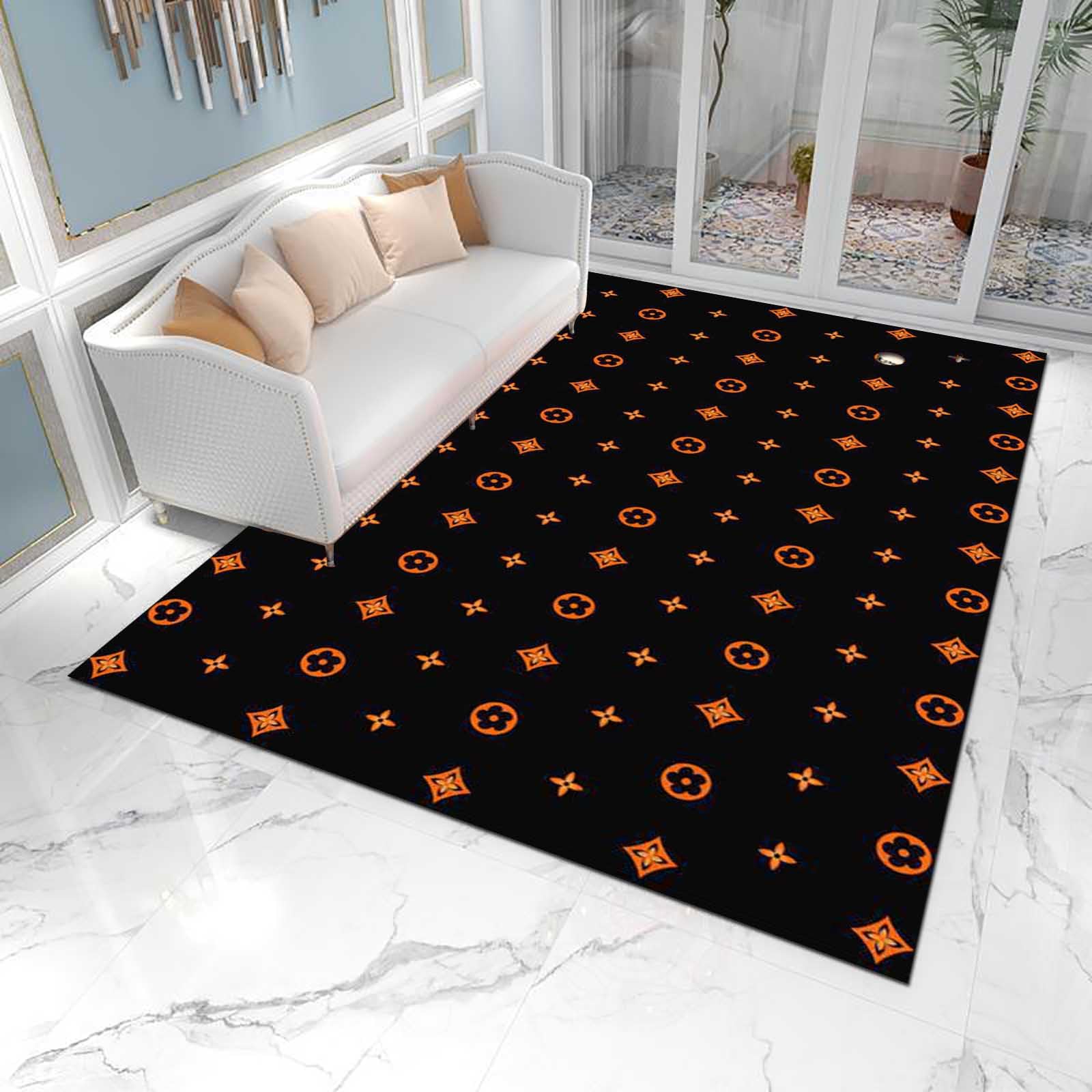 Tapis de salon noir 160x230 cm lavable et moderne pour chambre