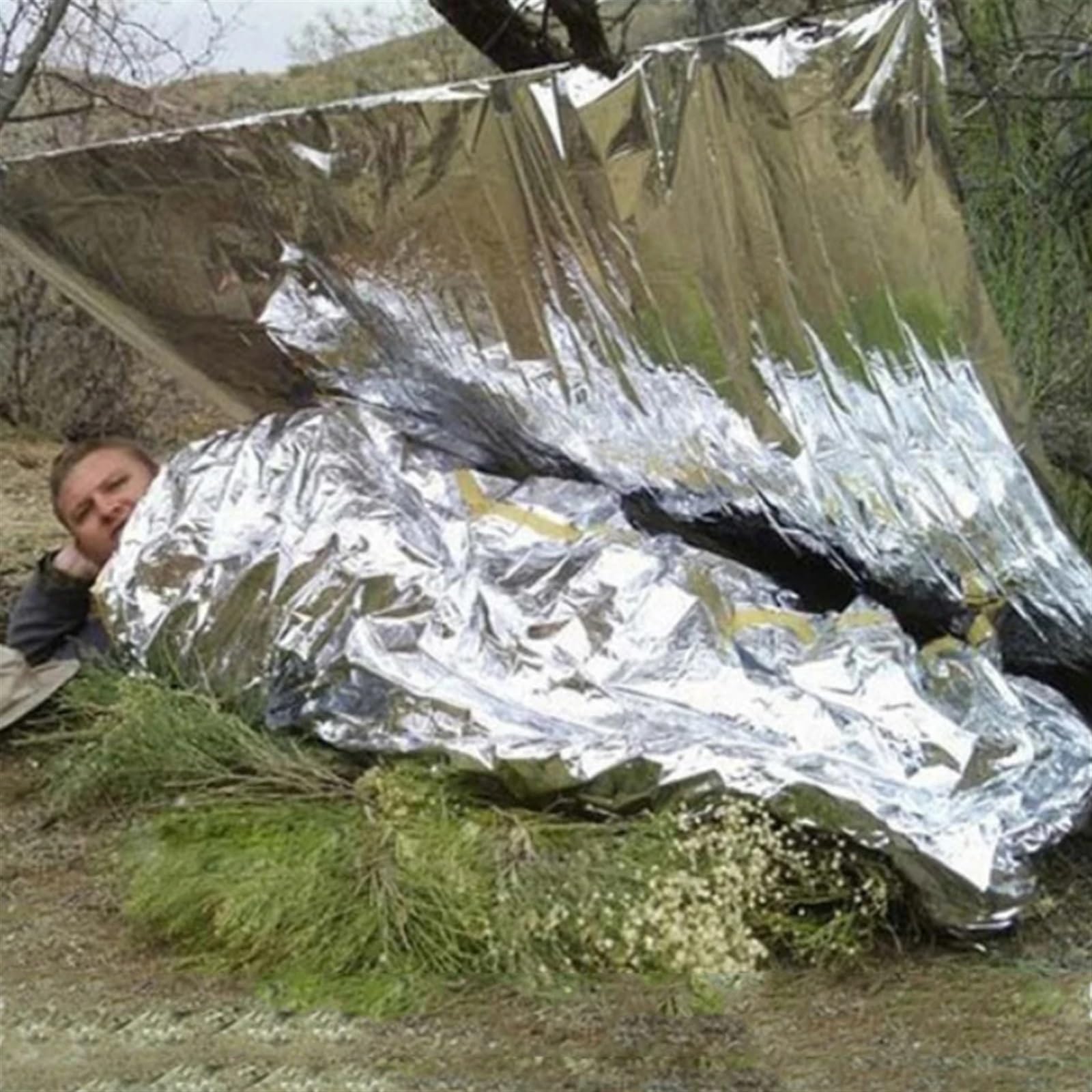 Kit de Primeros Auxilios de Rescate a Baja Temperatura for Exteriores, Manta Aislante, Saco de Dormir, Estera Salvavidas con película de poliéster for Mantener el Campamento(Blanket 30PCS)
