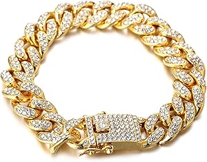 Halukakah Gold Chain for Men Iced Out,14MM/20MM 18k Real Gold Plated/Platinum White Gold Diamond Cuban Link Chain Necklace Bracelet,Full Cz Prong Set,with Giftbox