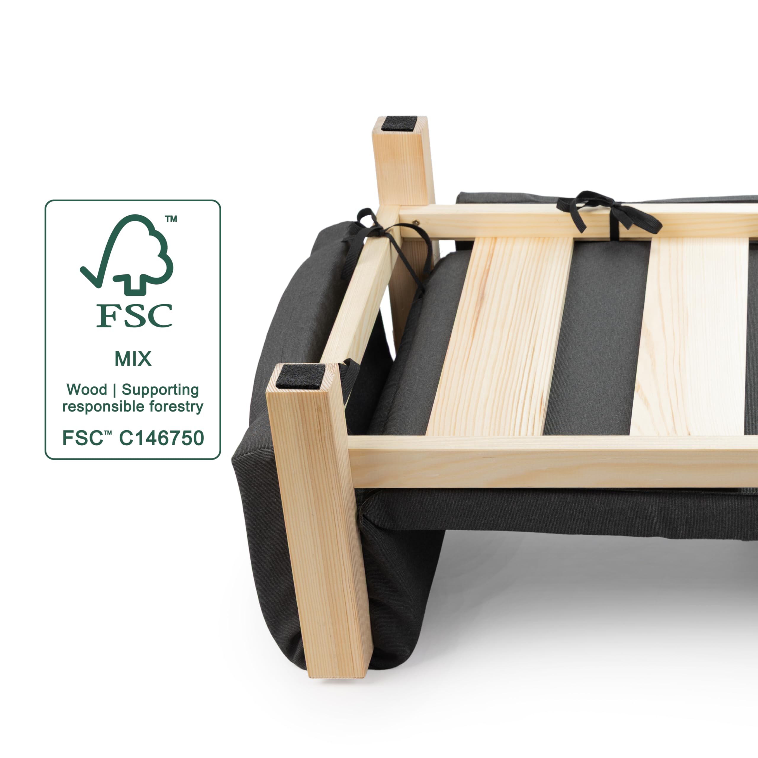 Ferplast Cuccia Cani e Gatti in Legno Certificato FSC® con Cuscino Morbido, Stile, Comfort e Durevolezza, 70 x 44 x h 29 cm.