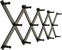 Vista 35 de SKOLOO Percha de pared de acordeón con 16 ganchos, moderno perchero expandible para pared, madera maciza, color nogal oscuro