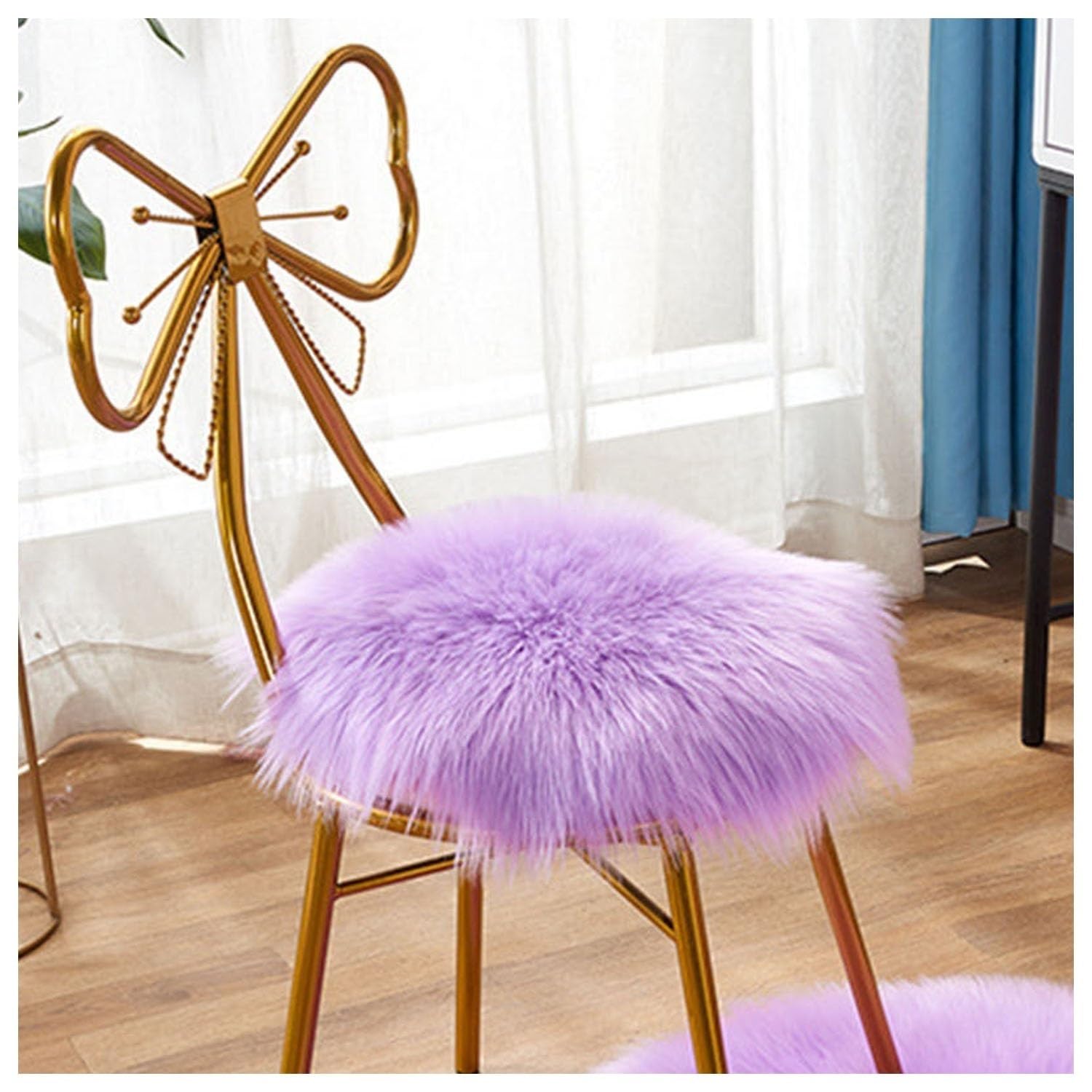 Imitation Sheepskin Chair Pads Round Office Chair Cushion Chair Covers Dining Room Desk Chair Seat Cushion For Computer Chair fur Area Rugs for Living Room(13,30cm/12in)