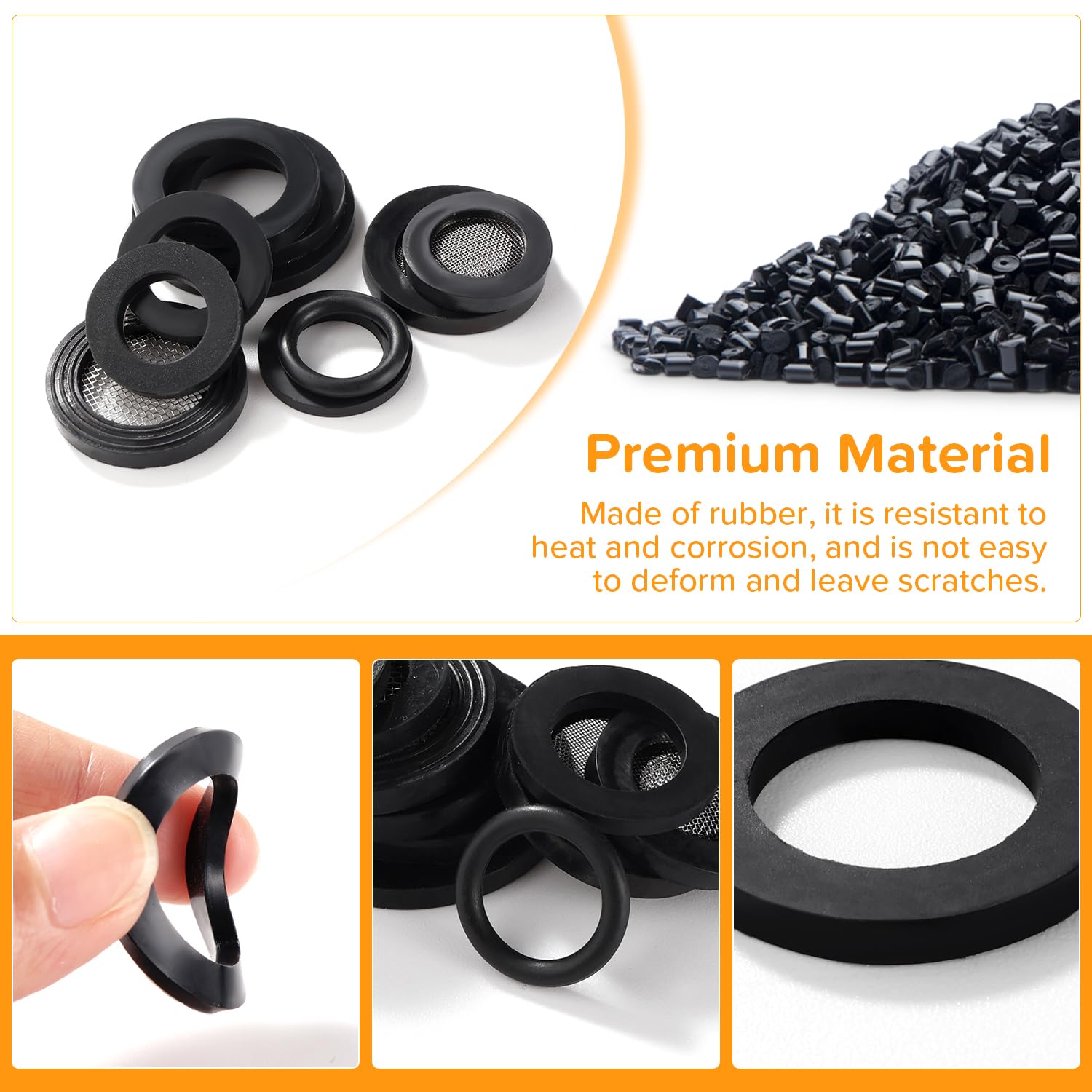 Lyeteung 80 PCS 1/2 3/4 1 Inch Hose Washers and Filter Mesh Washer Kit, Mesh Rubber Washers, Seal O Ring Gasket - Image 3