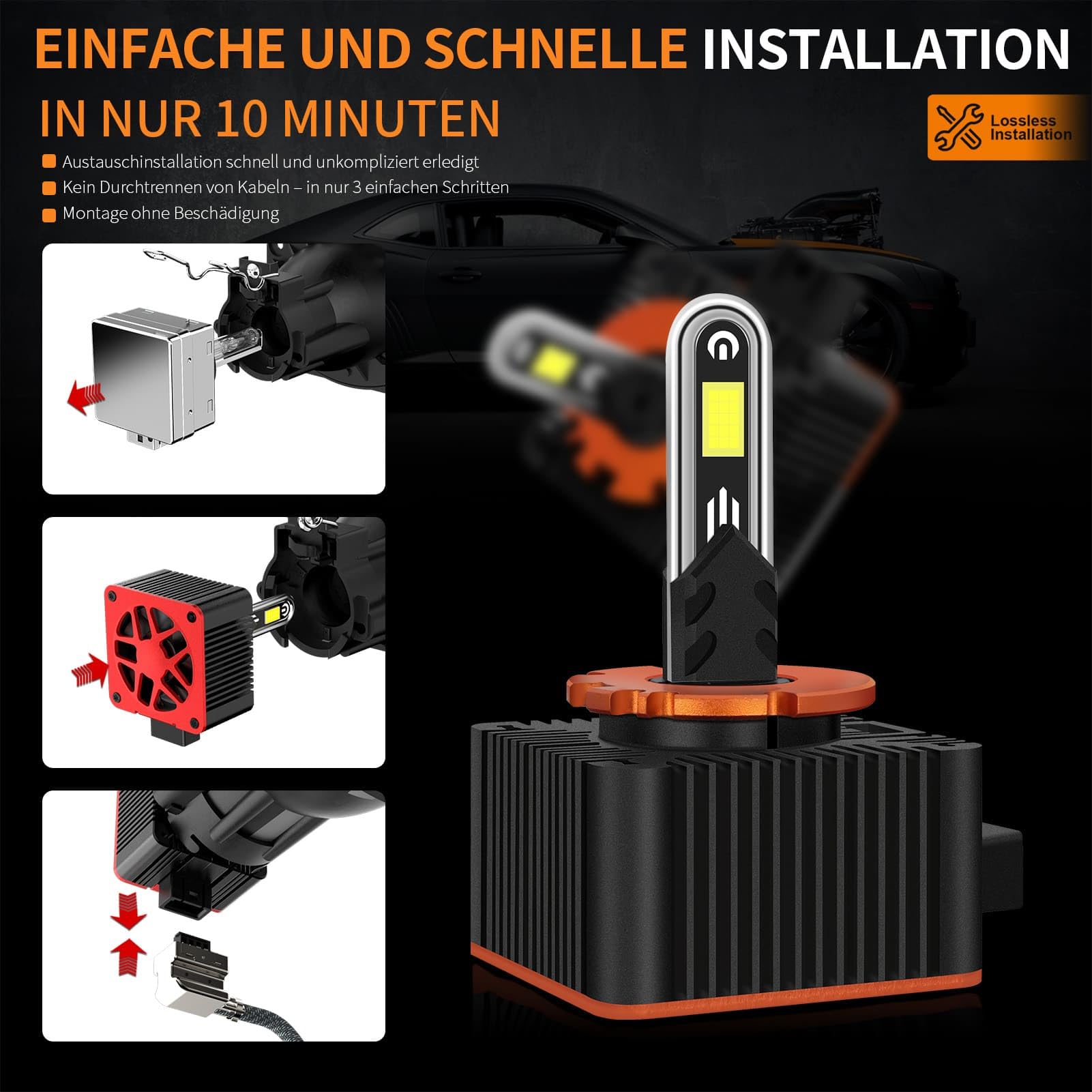 D1S Xenon Brenner – Extra Hell 6000K Weiß mit KI-Chip Technologie & Zulassung – 12V 60W D1S Xenon Scheinwerfer als OEM-Ersatz für Abblendlicht & Fernlicht