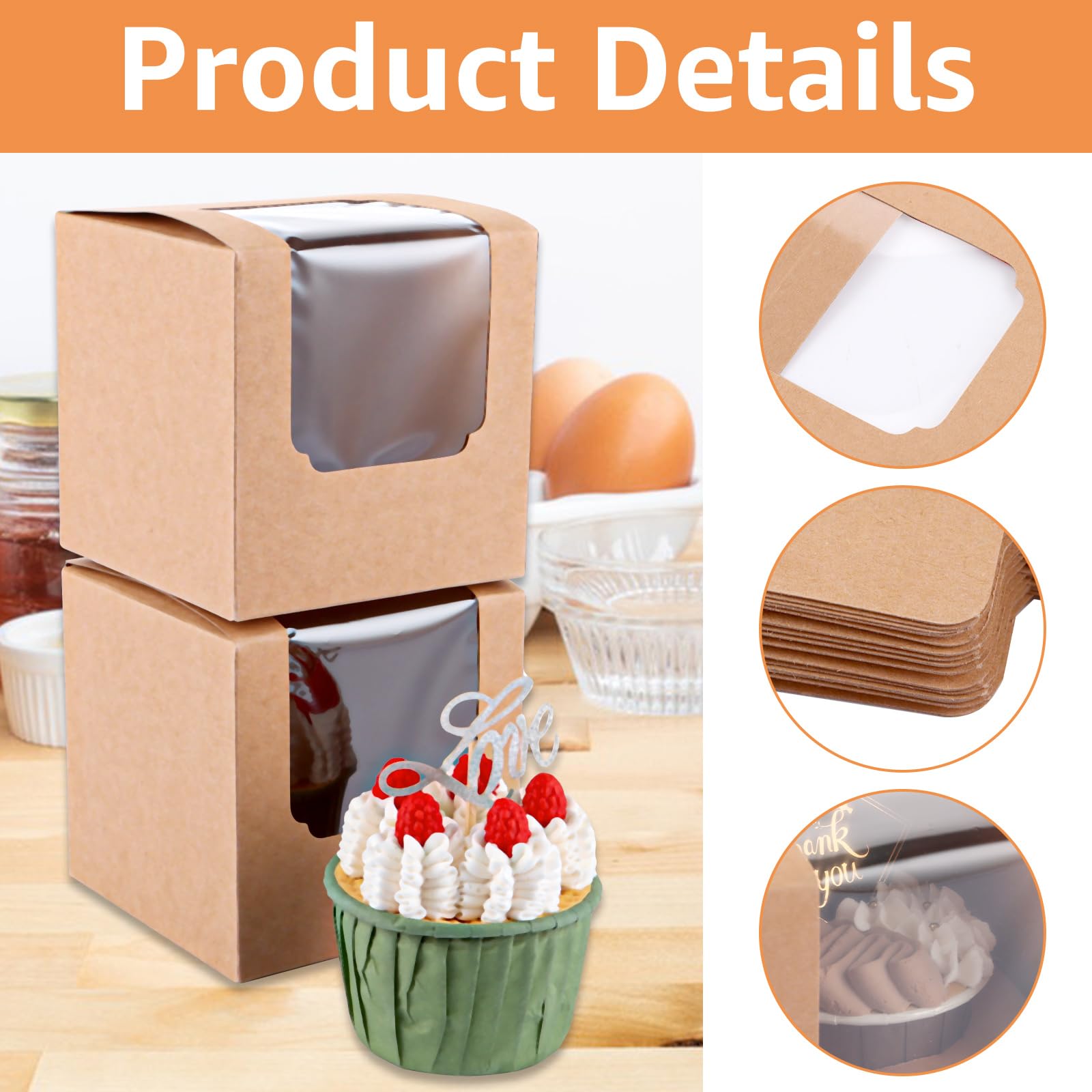 20 Pièces Pinces à Gâteau, Boîte En Papier Kraft Brun Pour Nourriture, Boîte Cadeau Pour Pizza, Poulet Frit, Pain