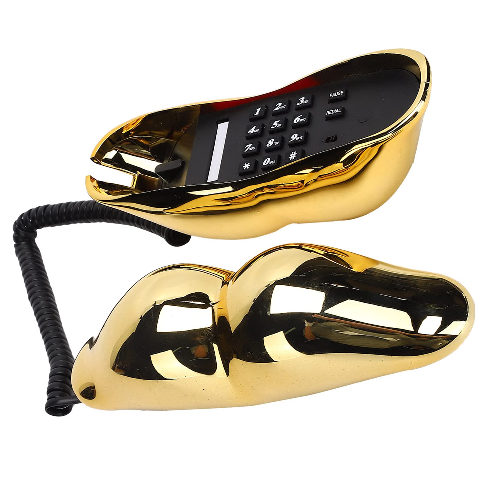 VBESTLIFE Lippenform Telefon, Galvanisieren Goldenes Lippenform Telefon, Festnetz Festnetztelefon Festnetz für Zuhause/Büro/Hotel