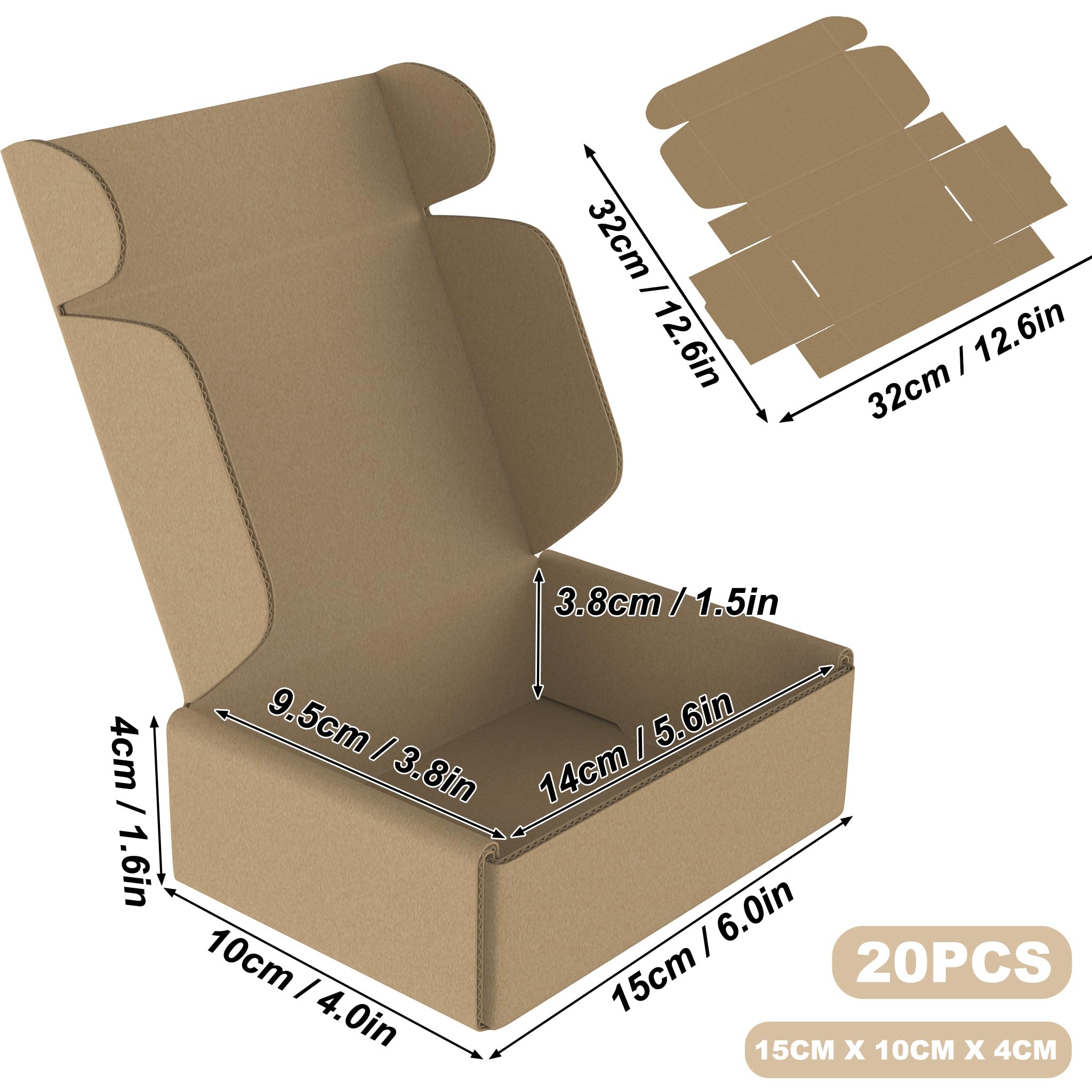 Froadp Versandkarton 15x10x4cm Maxibrief Karton für Versand 100 Stück | Faltbares Design, Schneller Aufbau ohne Werkzeug, Ideal für Kleine Waren, Geschenke und Platzsparende Lagerung