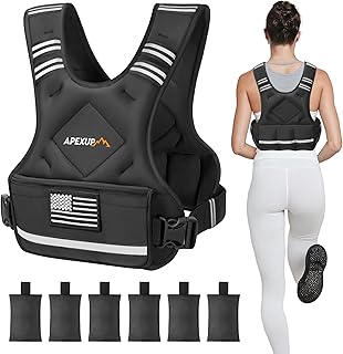APEXUP Adjustable Weighted Vest, 4-10lb/12-18lb/20-32lb Vest with 6 Ironsand Weights and Large Pocket, Weight Vest for Men...