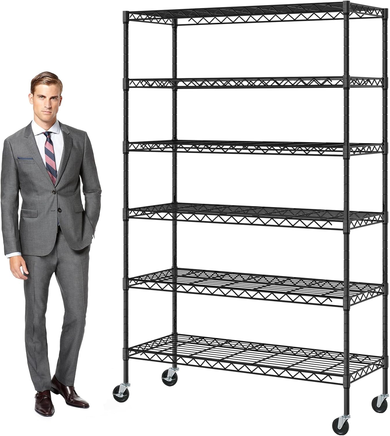 Storage Shelves, 5 Tier Metal Shelf Adjustable Height NSF Certification Shelving 36 "L x 14 "W x 72 "H Tool Shelf 1250Lb Capacity Wire Shelving Units for Restaurant Kitchen Pantry Office Rack, Black