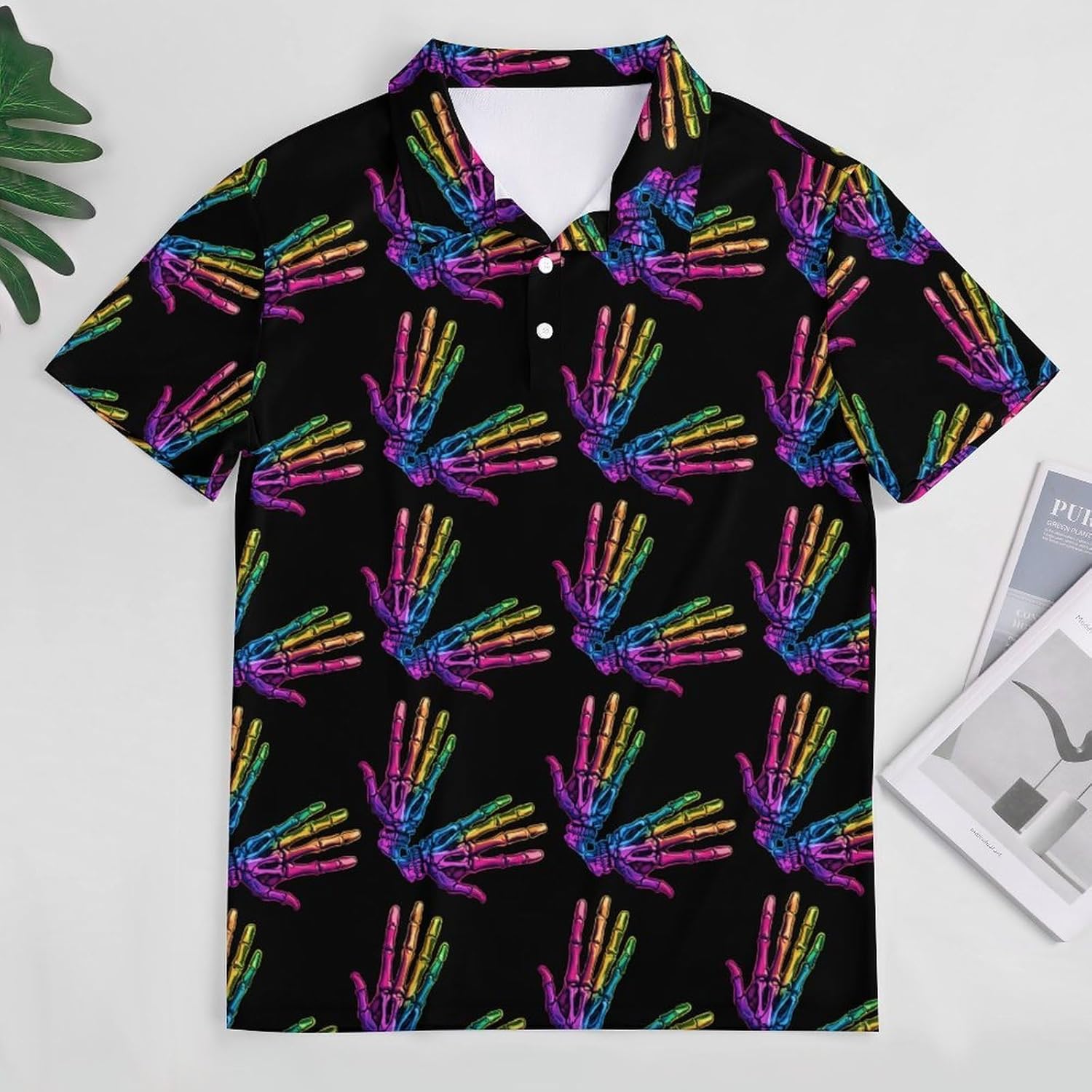 Colorful Skeleton Skull Print Womens Golf Polo Shirts Summer Short Sleeve Collared 3 Buttons T Shirt Activewear Tops