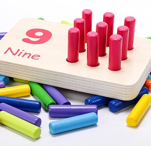 Miniatura 4 de Suwimut Tablero de clavijas de madera para contar matemáticas, juguetes de conteo de números para jardín de infantes, actividades de aprendizaje,