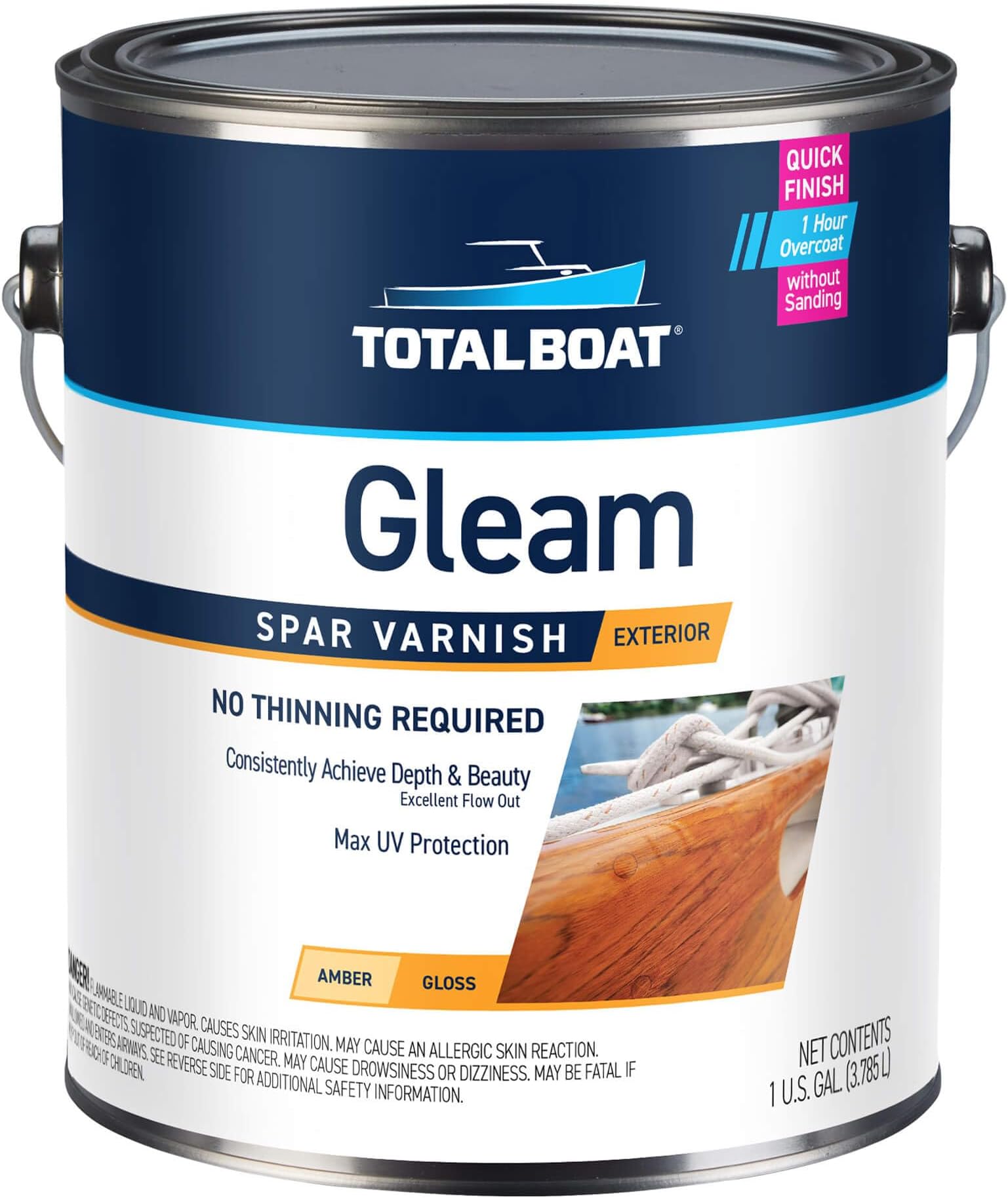 Gleam Marine Spar Varnish, Gloss and Satin Polyurethane Finish for Wood, Boats and Outdoor Furniture (Gloss, Gallon)